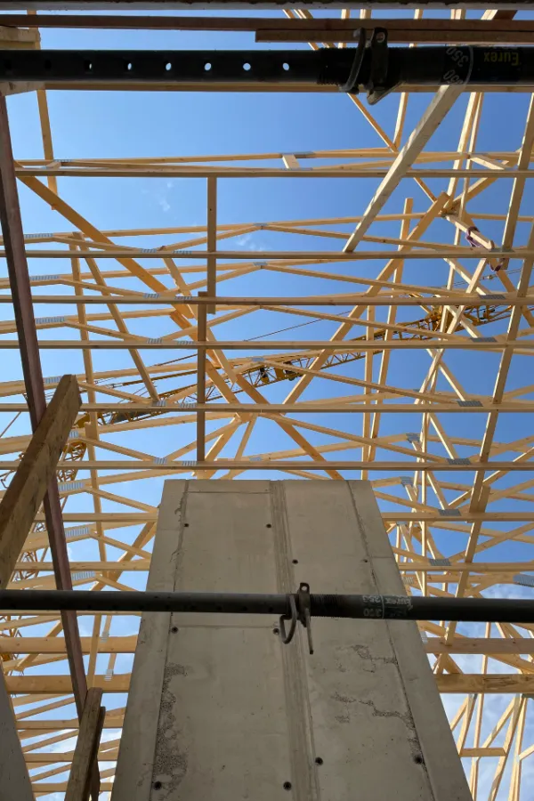 Construction d'une charpente en bois pour une maison en béton à Saint-Cyr au Mont d'Or